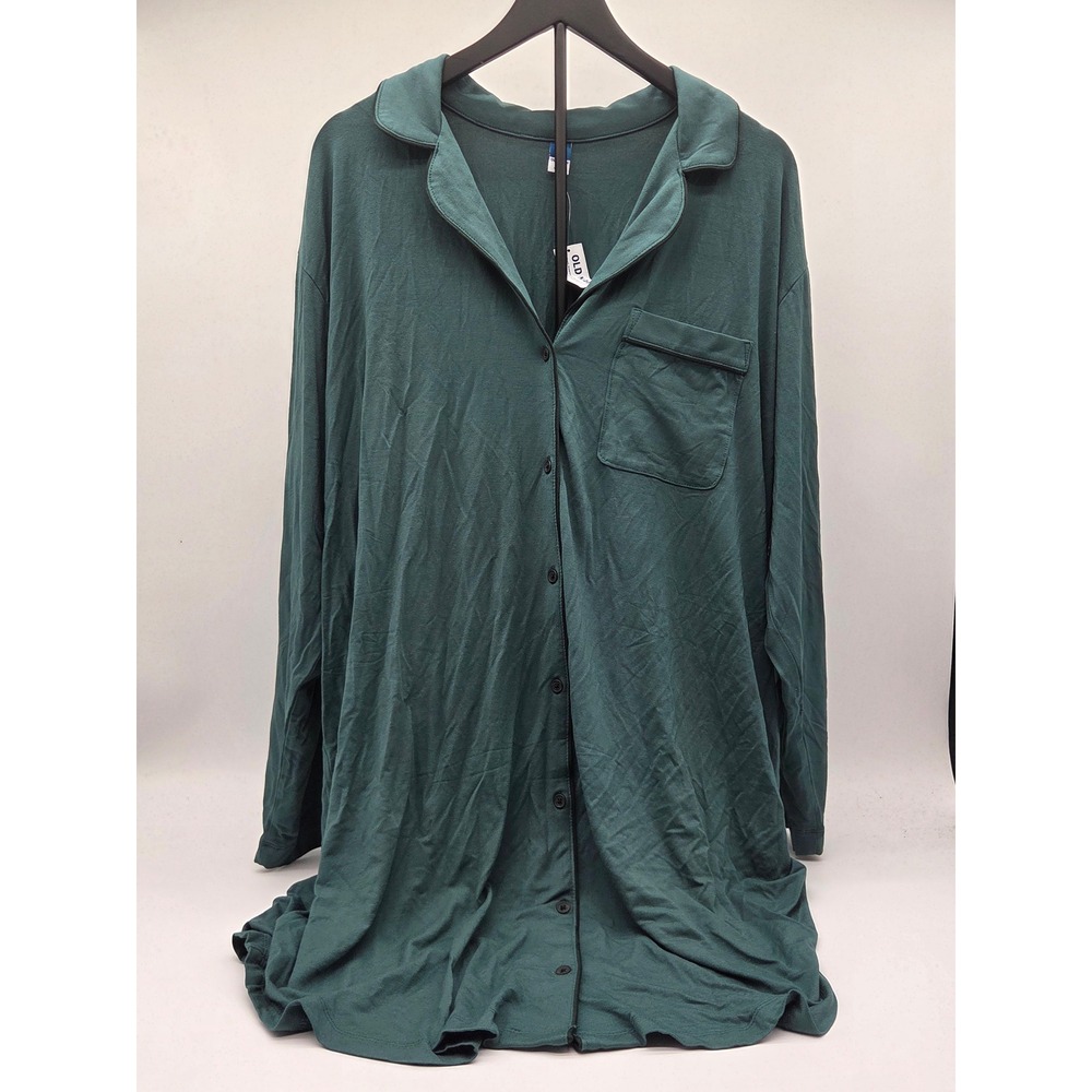 Old Navy Women's 2X Green Button Front Pajama Sleep Shirt NWT 101-808